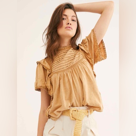 SOLD FREE PEOPLE Le Femme Top In Sandstone - Picture 1 of 10